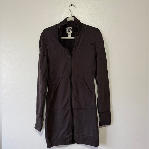 Praire Underground Organic Cotton Full Zip Long Knit Cloak Jacket Gray Womens L - Picture 1 of 7
